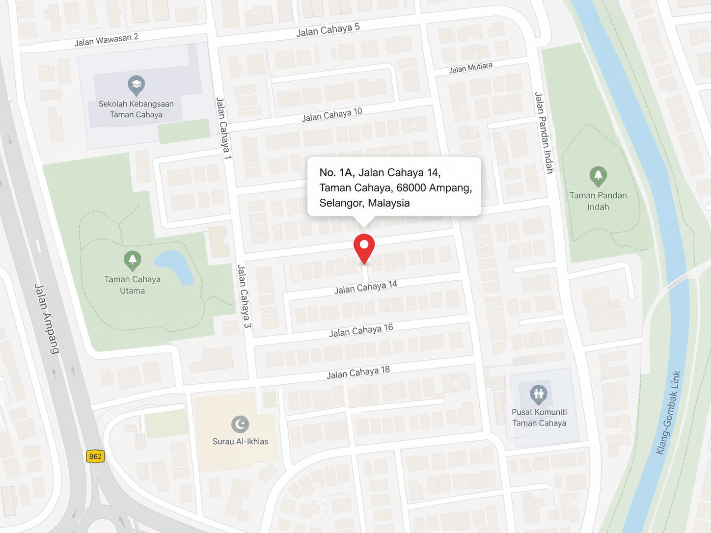 Map marker for Freshsignal at No. 1A, Jalan Cahaya 14, Taman Cahaya, Ampang, Selangor, Malaysia